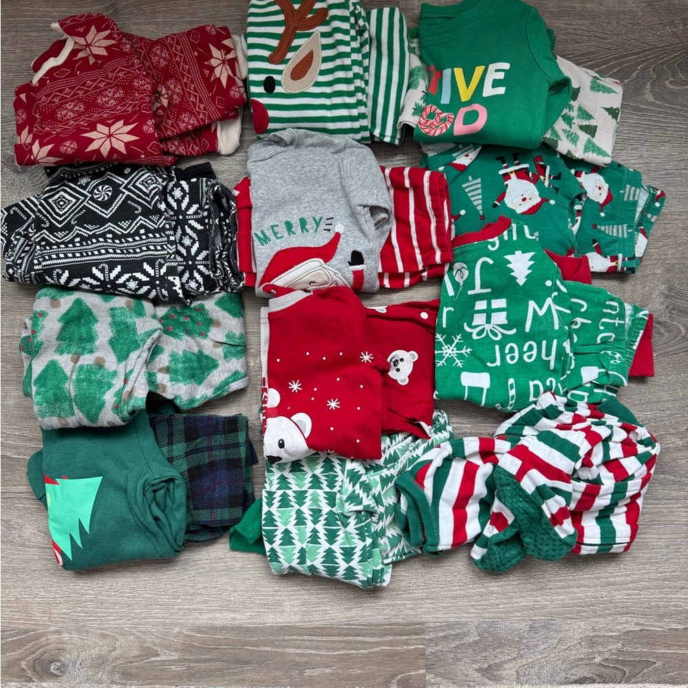 Old Navy Kids Pajamas - Festive Green and Red Collection